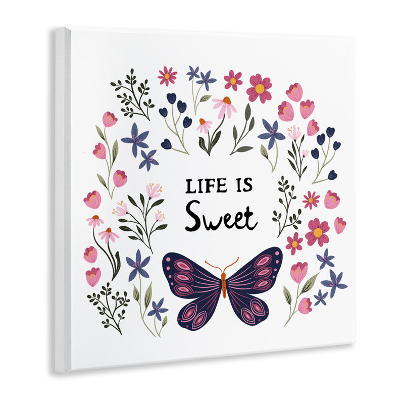 «Life Is Sweet Floral Butterfly», plaque murale par JJ Design House LLC