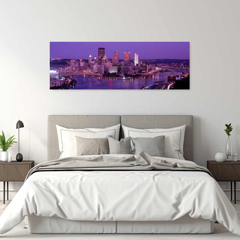 Dusk Pittsburgh PA USA 1 Piece Wrapped Canvas Panoramic Wall Art, 50.8 cm H x 152.4 cm W