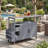 54.33" Farmhouse Rolling Outdoor Kitchen Cart, Solid Wood Frame with Stainless Steel Top, Spice Rack, Towel Rack, Lockable Wheels & Multi-Functional Storage for Patio, Backyard BBQ & Kitchen-401245780