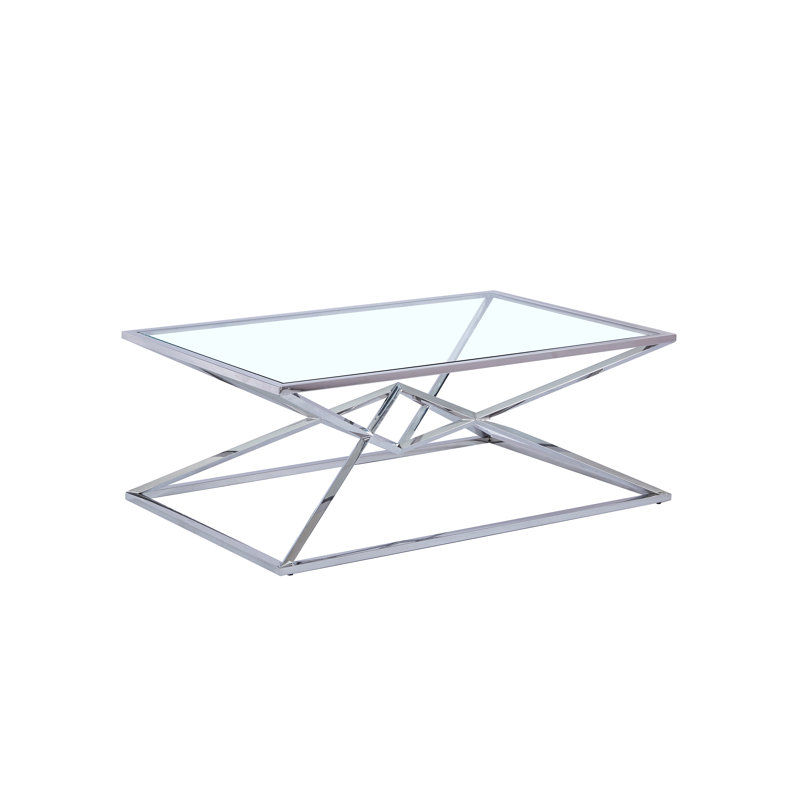 Connall Abstract Coffee Table (Rectangular | Silver) , Silver, 47"L x 32"W x 18"H