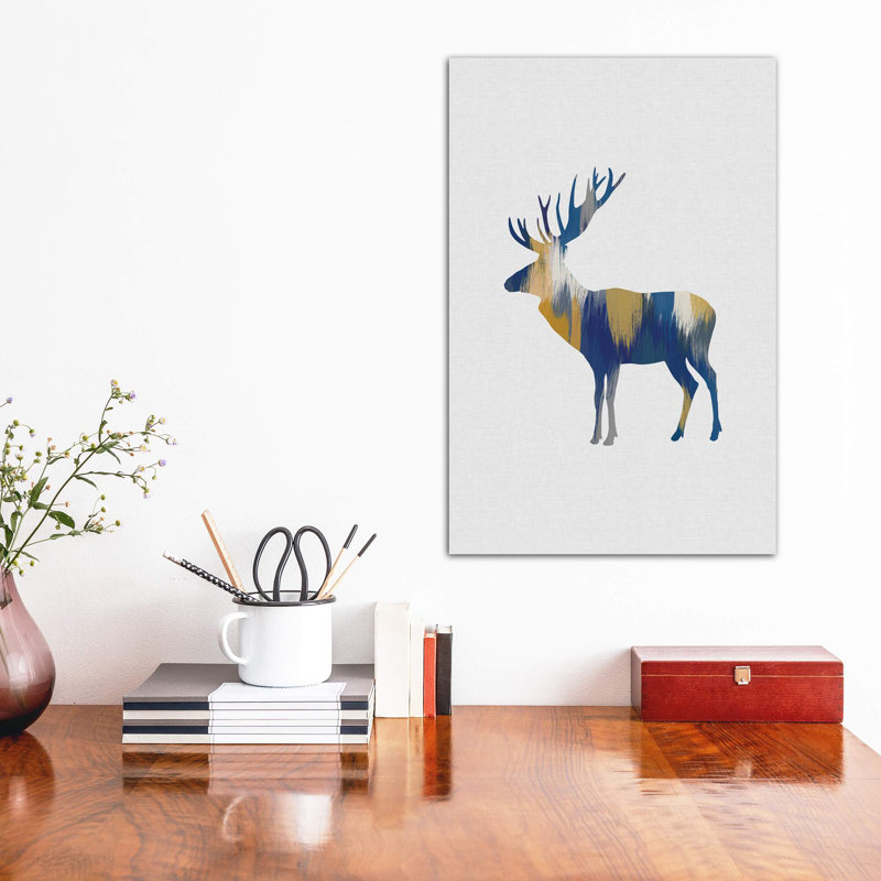 Orignal bleu et jaune - impression d'art graphique, H 60 po x l 40po x P 1,5 po, Toile tendue