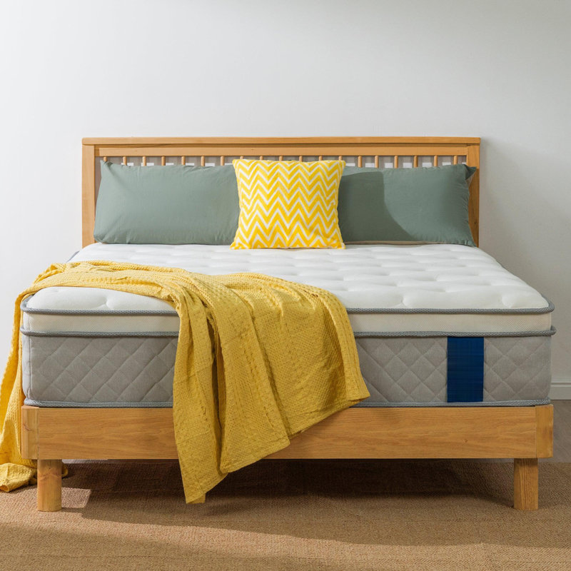 Matelas hybride à ressorts ensachés en mousse viscoélastique respirante, Grand lit, 11.81"