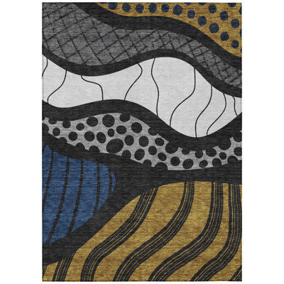 Machine Washable Indoor/Outdoor Chantille ACN2689 Abstract Rug