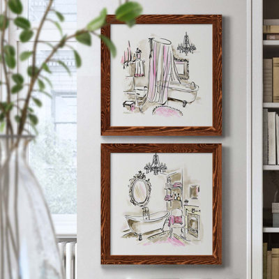 «Pink Opulence I», ensemble de 2 peintures sur toile encadrées