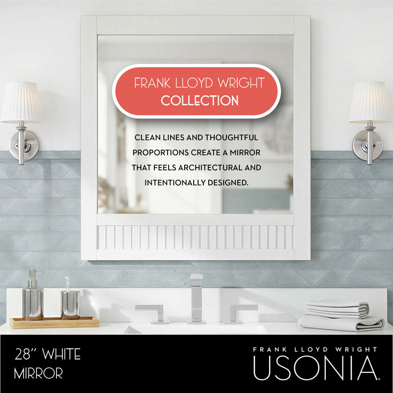 Through Lines Flat Wall Mirror, 30" x 28", White