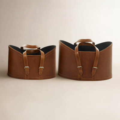 Handmade Genuine Leather Storage Bin Set