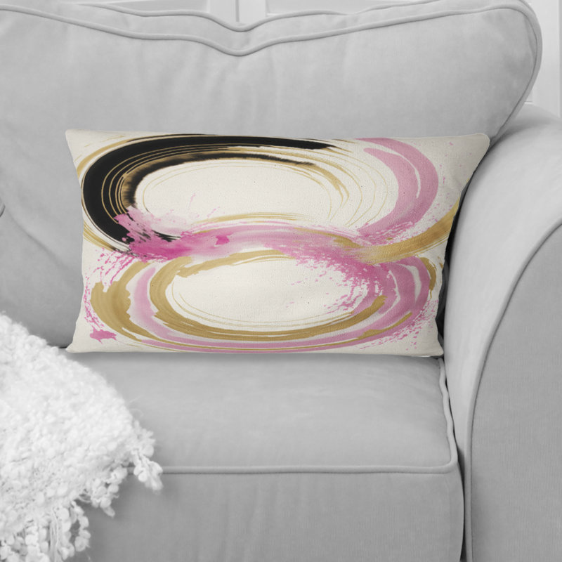Coussin décoratif rose et doré Curves IV - Abstract Marble
