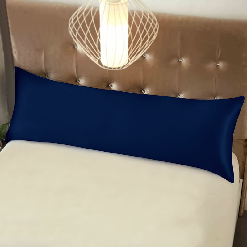 Satin Body Pillow Pillowcase, Hidden Zippered Pillow Cover, Slip Cooling - NTBAY, Navy Blue