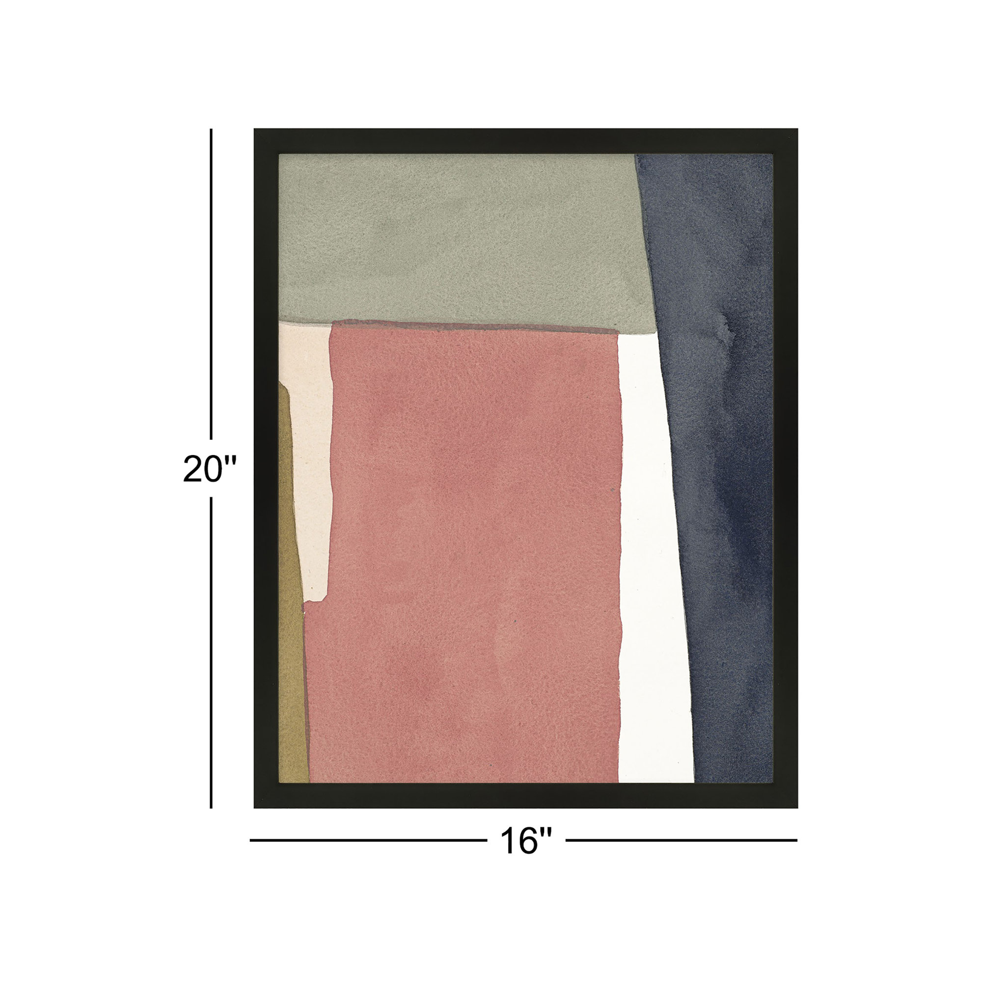 Warm Pink And Indigo by Julia Balfour, 20" H x 16" W x 1.25" D, Black Framed Paper