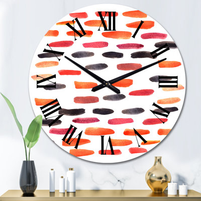 Retro Orange and Blue Horizontal Strokes - Patterned Wall Clock