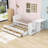 Merlin Twin Three Drawers Wood Platform Bed with Desk,Built-in Trundle and Storage Shelf-852015922
