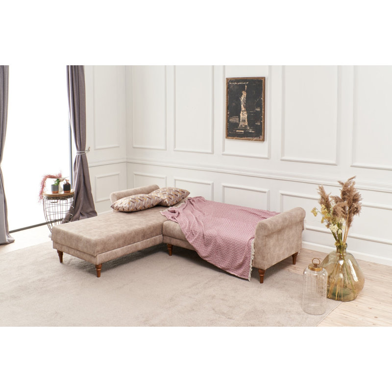 Canapé modulaire à méridienne rembourré igourdane, Accoudoir à gauche (vu de face), 100 % polyester crème