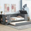 Lit de jour simple gris avec rangement pour papeterie, lit gigogne - Structure fonctionnelle en bois-1116205603