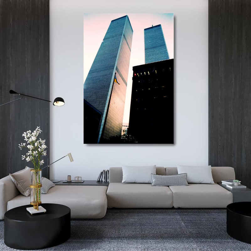 Silhouette des tours jumelles de New York, H 48 po x l 33 po