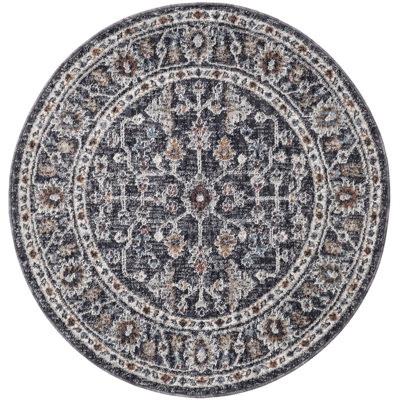 Tapis traditionnel gris foncé / brun clair