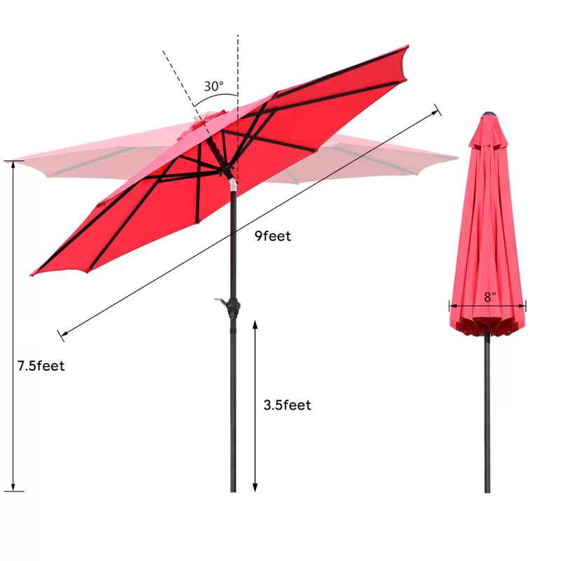 Parasol de marché 9 pi Juri, Rouge