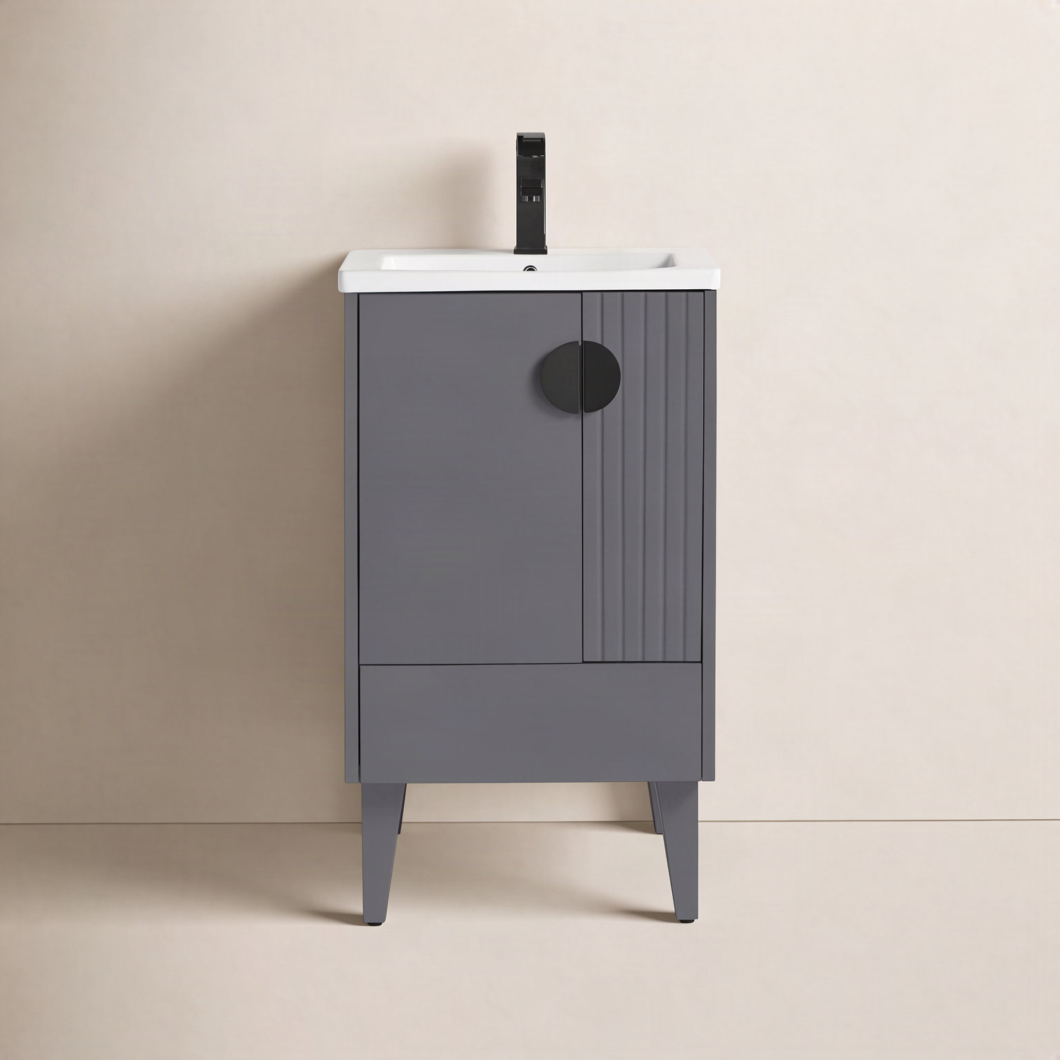 Saimah 20'' Single Bathroom Vanity, Rock Gray, Black