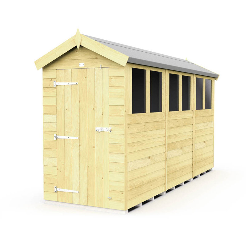 4ft x 12ft Apex Shed - Single Door with Windows