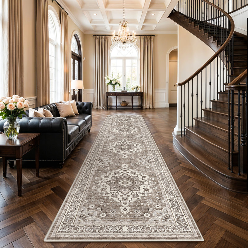 3x14 Washable Entryway Rug: Farmhouse Kitchen Hallway Rug Wide Soft Water Resistant Floor Mat for Bathroom Nursery Non Slip Indoor Carpet for Living Room Bedroom Dining Room(Beige)