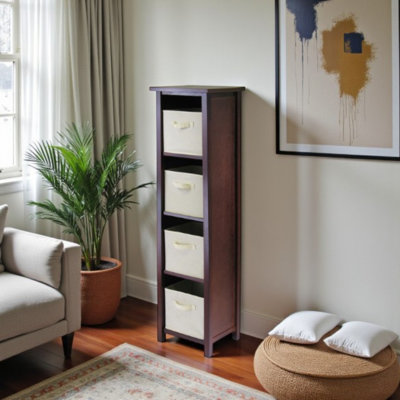 Verona 5-Pc 4-Tier Storage Shelving Unit in Walnut/Beige Finish, 55.98'' H X 16.22" W X 12.99'' D