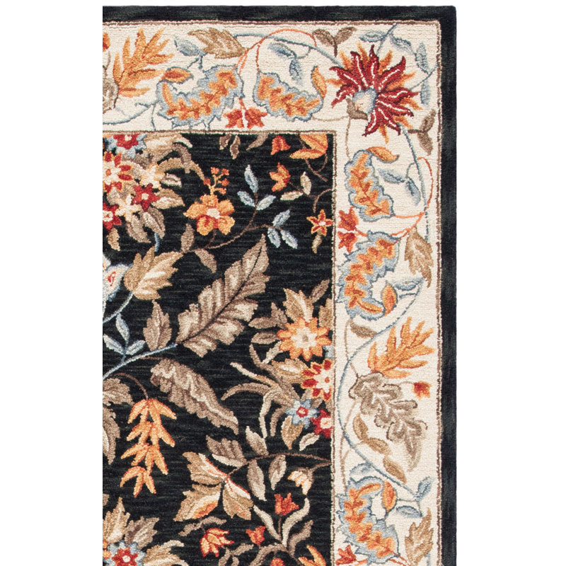 Helena Oriental Handmade Tufted Wool Black Area Rug, Square 8'