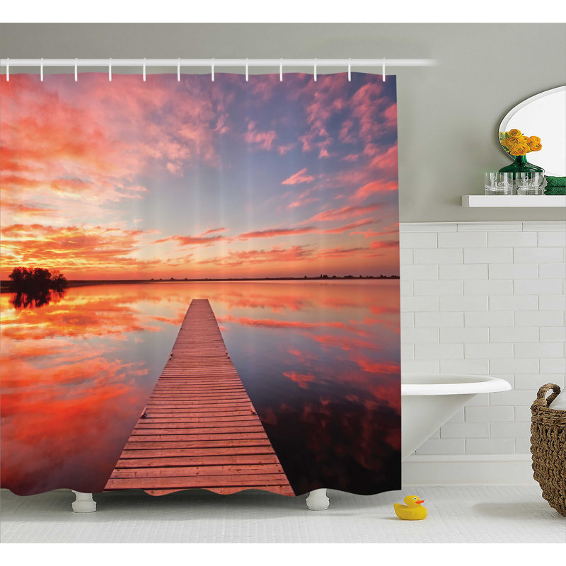 Rideau de douche à un seul dessus de lake avec ciel décoration, H 70 po x l 69 po