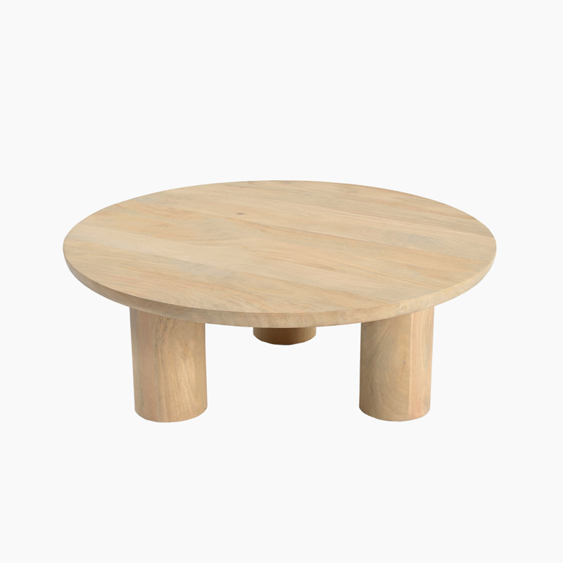Solid Wood Three Leg Coffee Table, Dark Brown Wood