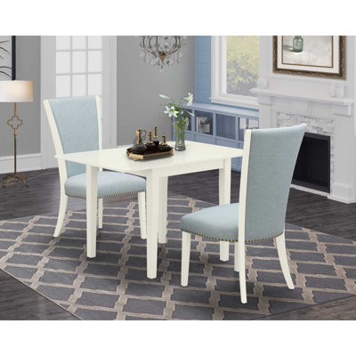 3-Piece Rectangular Solid Wood Top with Dropleaf Dining Table Set