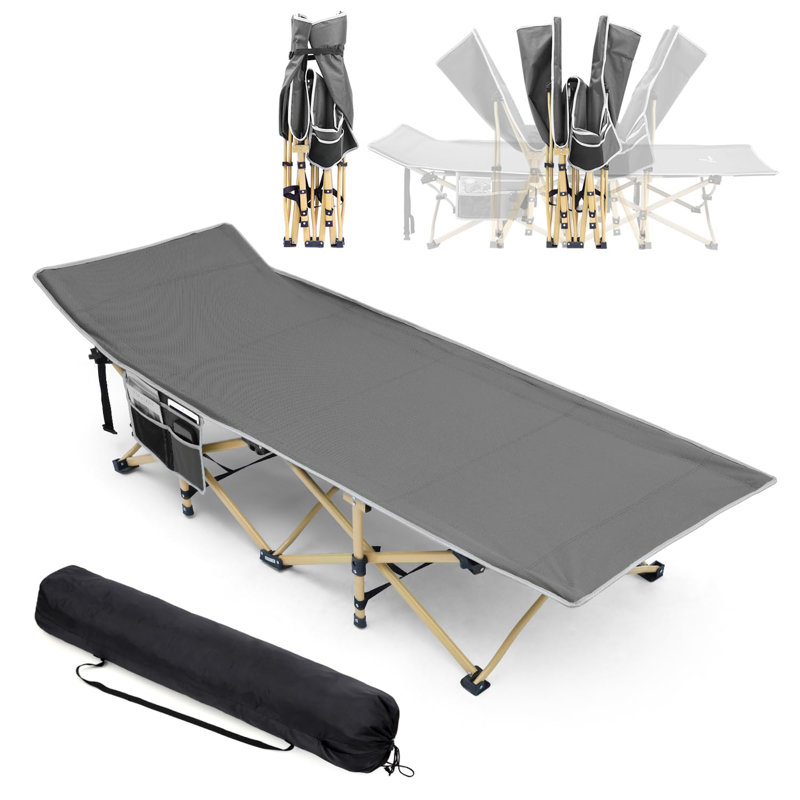 1200D Double Layer Oxford Foldable Camping Cots For Adults, Grey