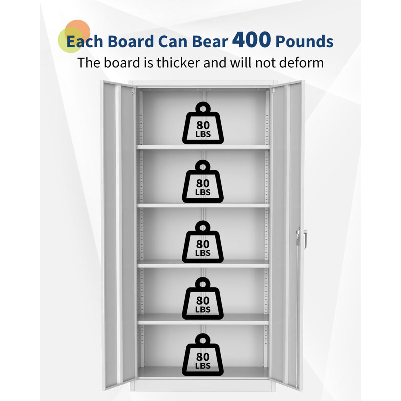 71" Tall Steel Storage Cabinets with 4 Adjustable Shelves and Lockable Doors