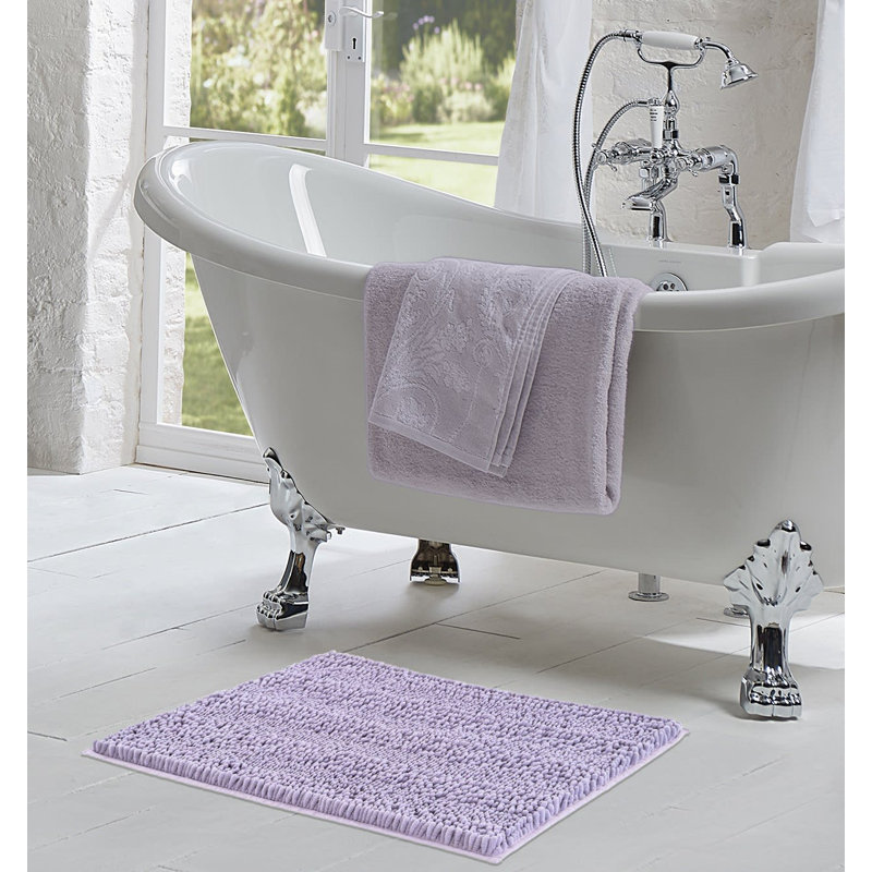 Laura Ashley Astor Chenille Non-Slip Bath Mat, Wisteria Purple, 20" W x 34" L