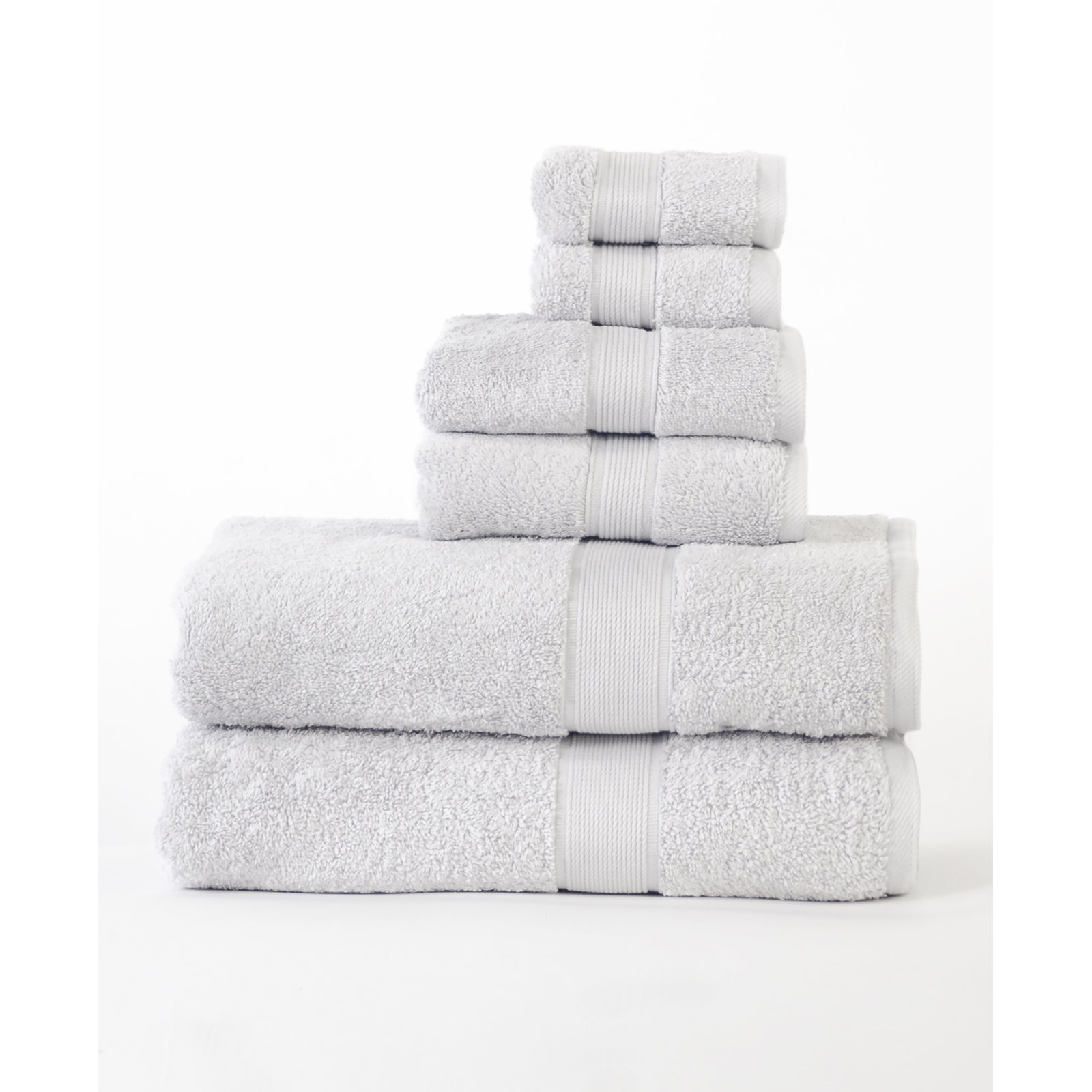 6-Piece Cotton Towel Set, Silver
