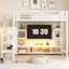 Lit mezzanine double en métal avec meuble télé, lit mezzanine en métal avec escalier et garde-robe, lit mezzanine double-2016452200