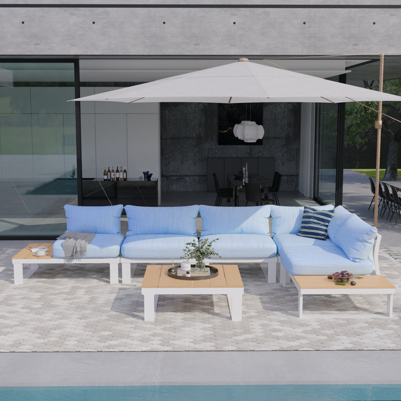 Aluminum Patio Conversation Set, Blue