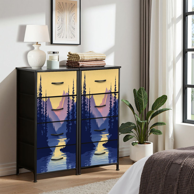 Commode pour commode de chambre à coucher pour placard Peaceful Lakeside Morning Light Spruce Trees