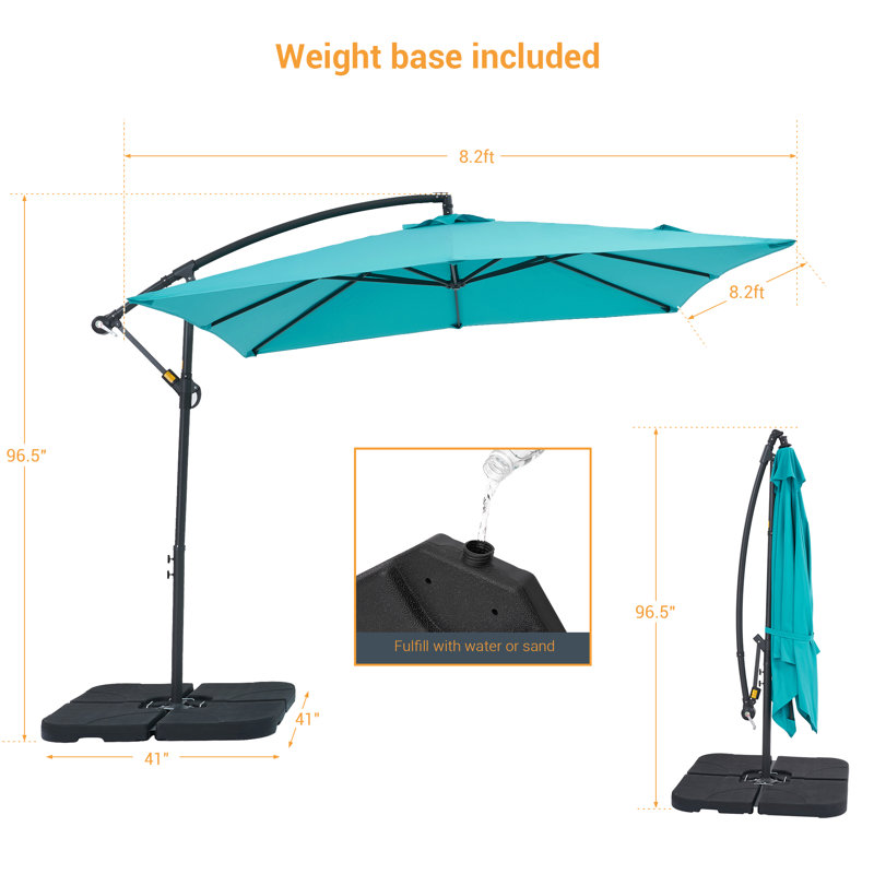 Parasol carré en porte-à-faux 98,4 po Brennan, Lac bleu