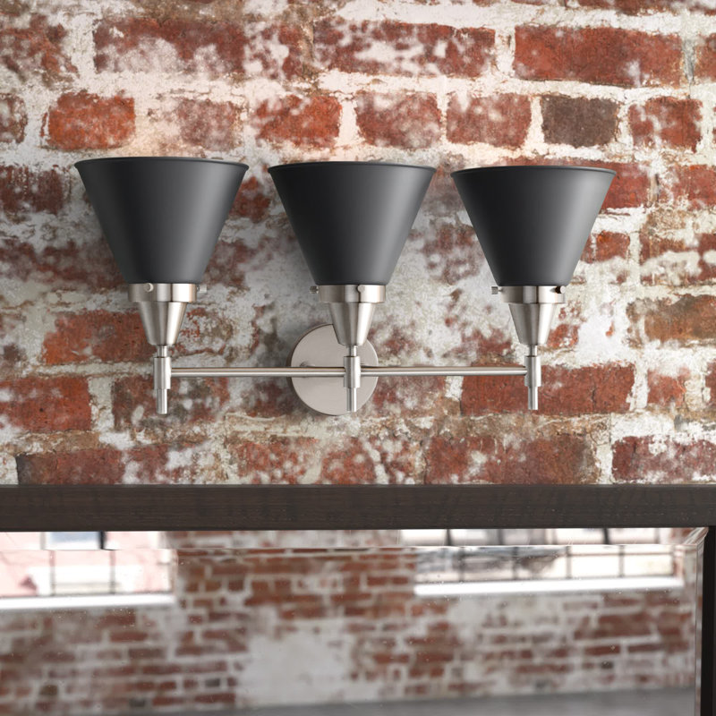 Éclairage pour meuble-lavabo à 3 lumières à intensité variable Gayle, Nickel satiné, Noir mat, Ampoule non incluse