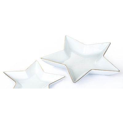 2pc Gold Rim Star Serving Plates