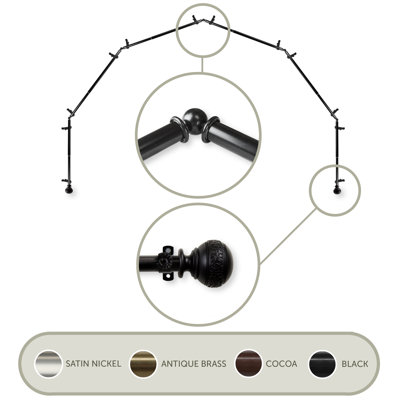 Solon Adjustable Bay Window Single Curtain Rod