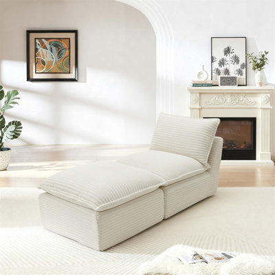 Modern Corduroy Cloud Sofa With Flexible Combinations And Comfortable Seating For Contemporary Living Spaces.