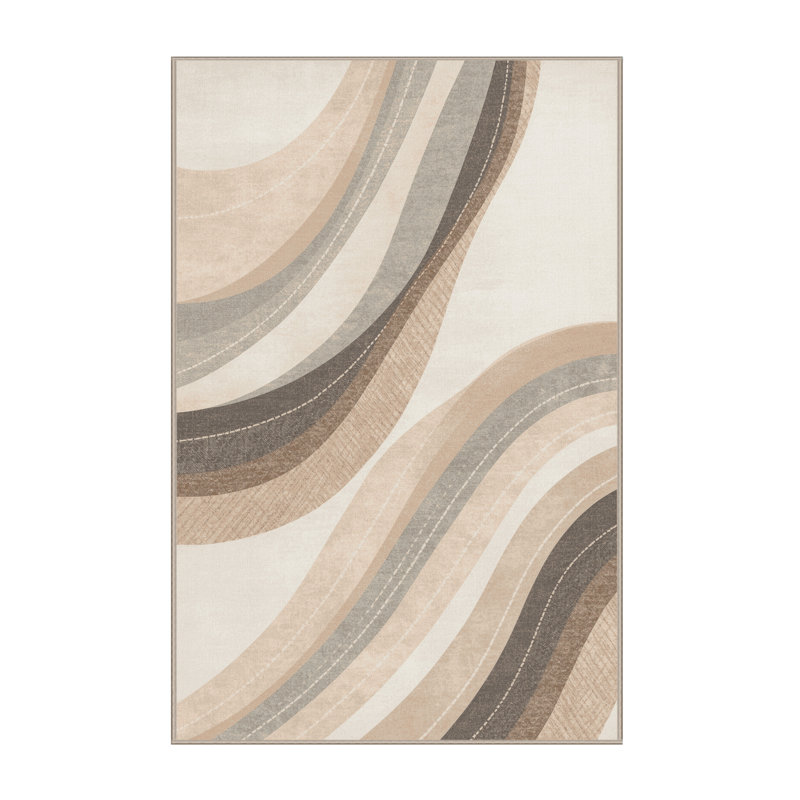 Tapis beige rustique moderne lavable à la machine Honn, 3 X 5