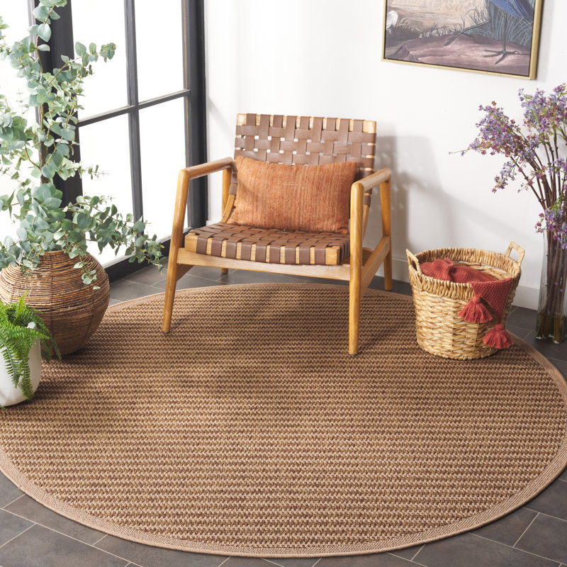 Leiam Performance Solid Color Indoor/Outdoor Area Rug, Round 6'7"