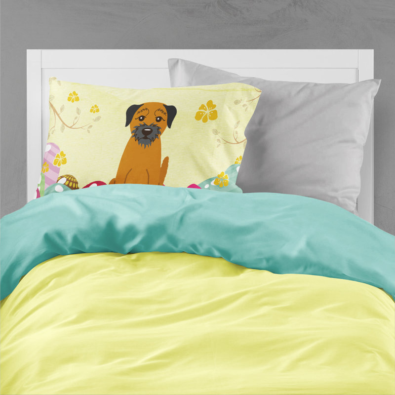 Taie d’oreiller œufs de pâques, Border Terrier
