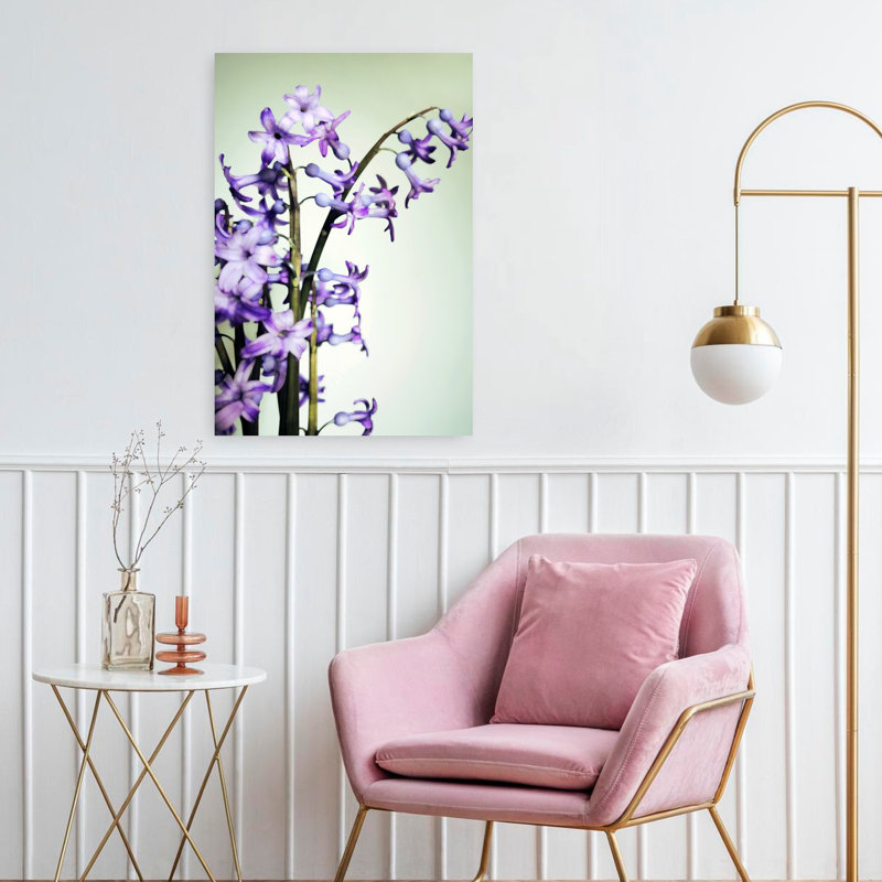 Art contemporain, art mural de nature jacinthe, H 24 po x l 16 po