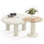 Table de salon beige crème, conception à bords arrondis, café moderne facile à assembler et à entretenir, bord, à construire