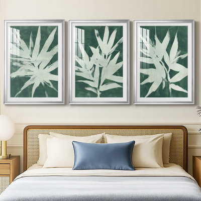 «Water Palm Fossil I», impression encadrée sur mesure de qualité supérieure - 3 pièces