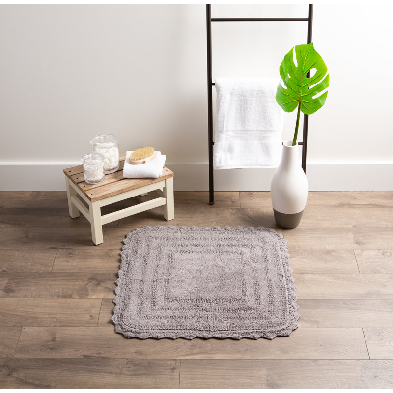 Lisk Cotton Bath Rug, Gray