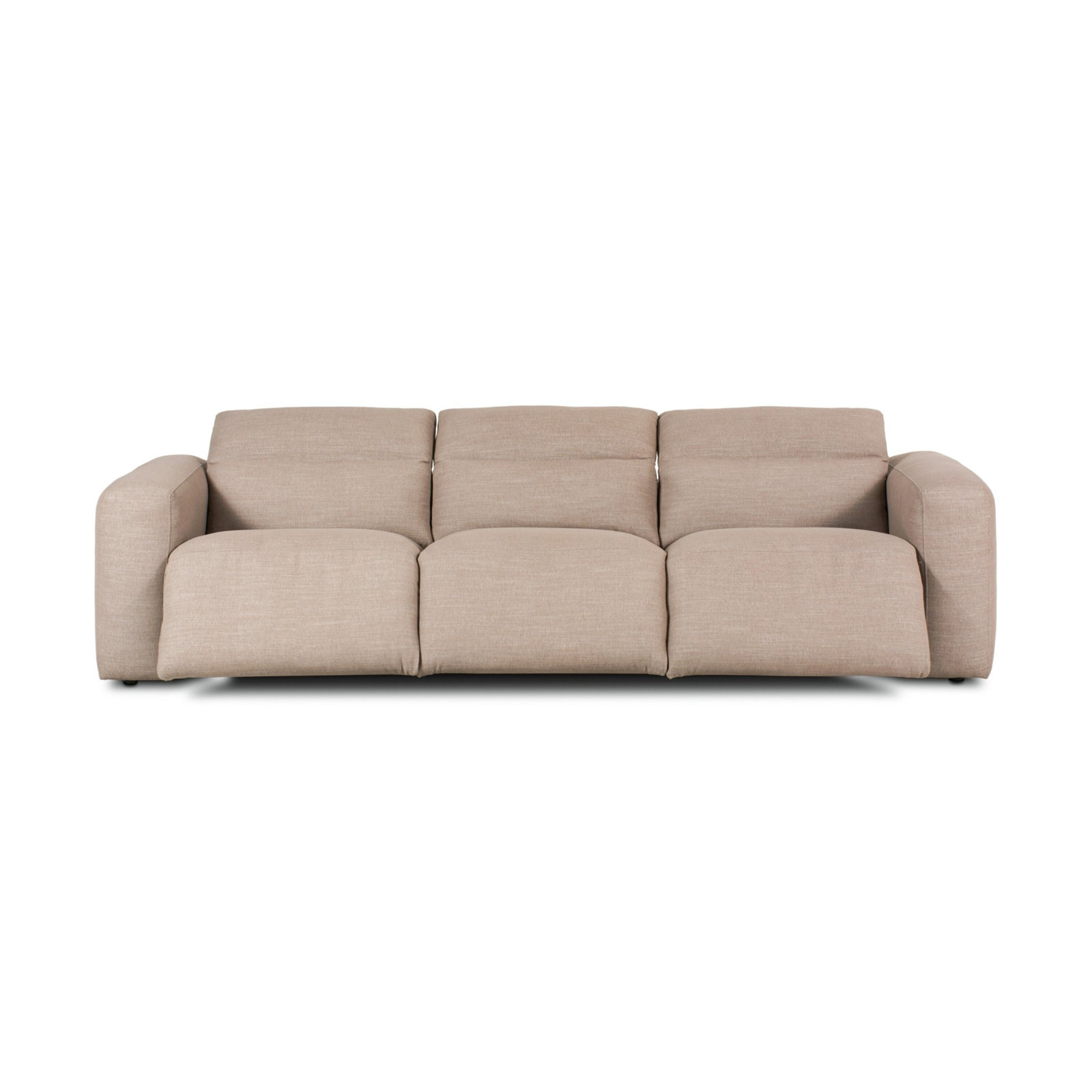 Amed 124" Genuine Leather Power Reclining Sofa, Crypton Nomad Taupe Polyester Blend