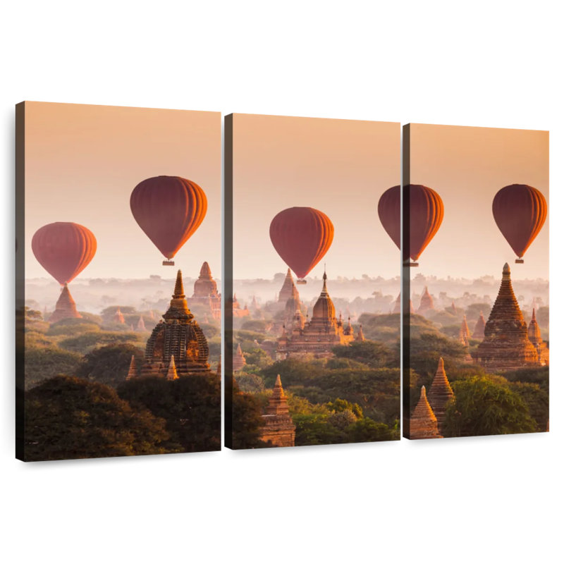 Mehar Balloons Over Bagan Temples, 42" H x 65" W