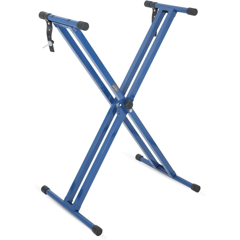 Support pour clavier 5 leviers à double noyau de style X pour 49 à 88 touches - Bleu